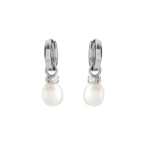 Sybella Summer Silver Freshwater Pearl Drop Hoop Earrings