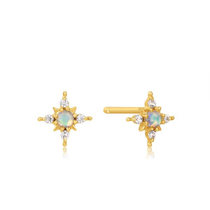 Ania Haie 14kt Gold Opal and White Sapphire Star Stud Earrings