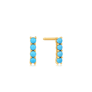 Ania Haie 14kt Gold Turquoise Cabochon Bar Stud Earrings