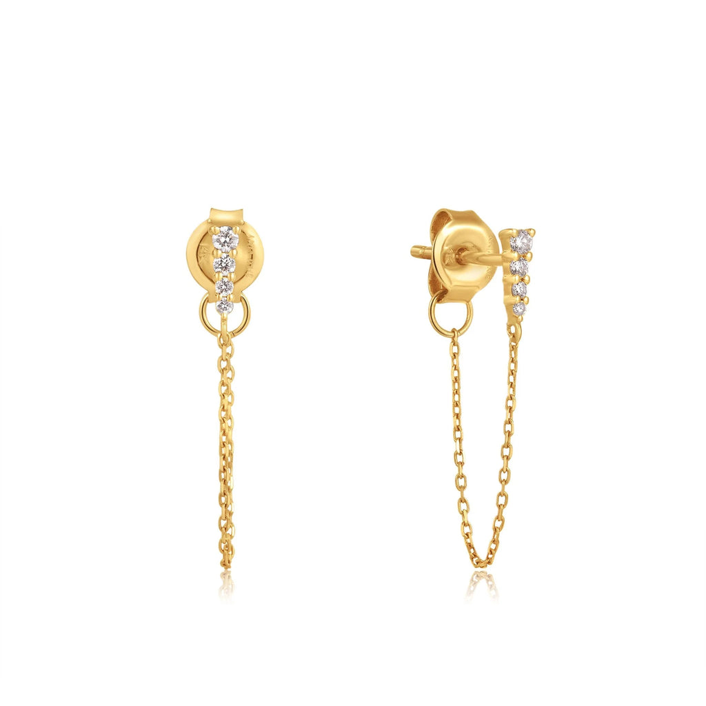Ania Haie 14kt Gold Natural Diamond Drop Chain Earrings
