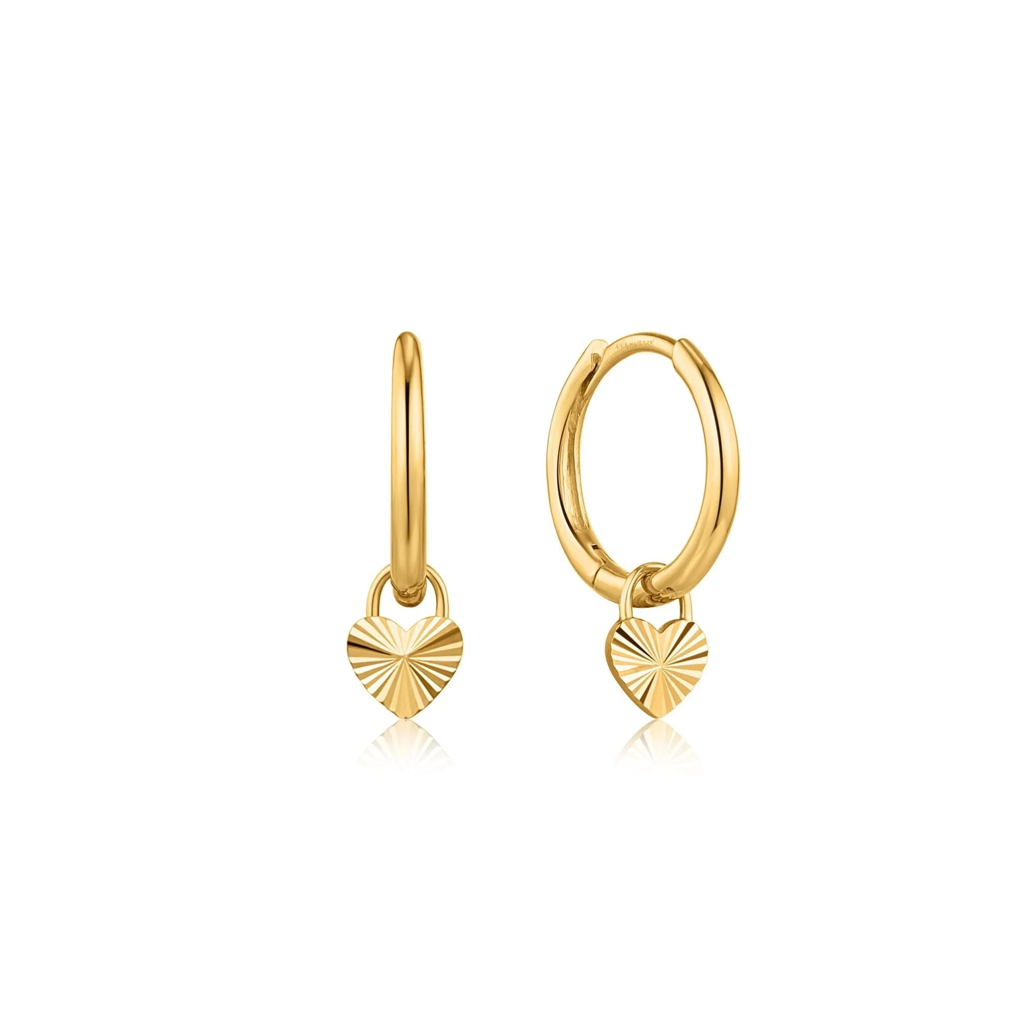 Ania Haie 14kt Gold Heart Padlock Huggie Hoop Earrings