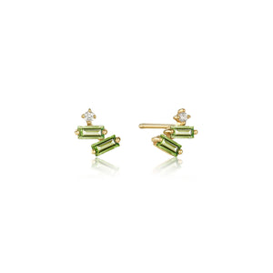 14kt Gold Tourmaline and White Sapphire Stud Earrings