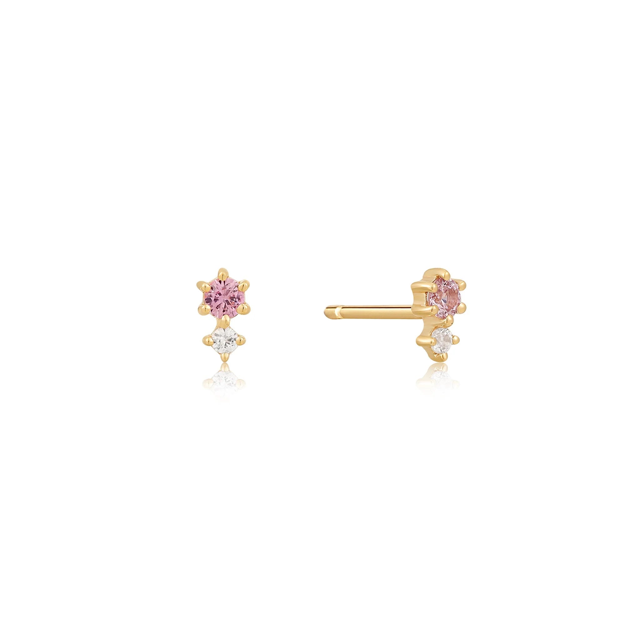 Ania Haie 14kt Gold White and Pink Sapphire Stud Earrings