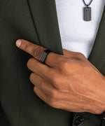 Pig & Hen Signet Ring Black Agate