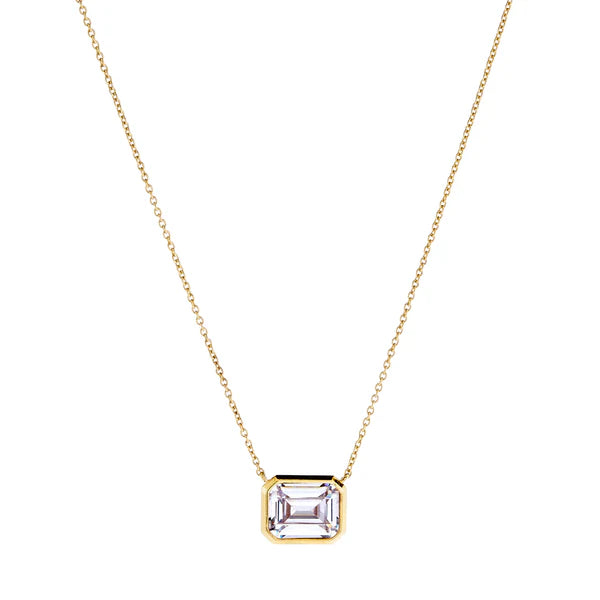 Sybella Gabriella Baguette Cut Pendant on Fine Gold Chain