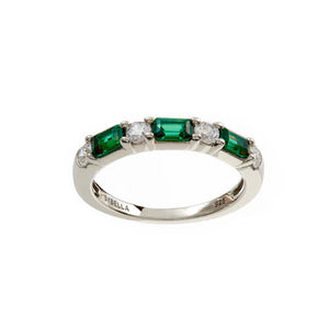 Sybella Leanne Green Multi Shape Silver Band Ring