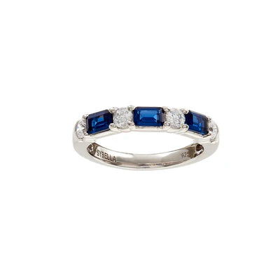 Sybella Leanne Blue Multi Shape Silver Band Ring