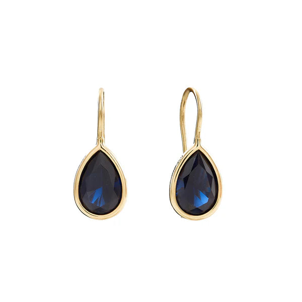 Sybella Lulu Tear Drop Dark Blue & Gold Hook Earrings