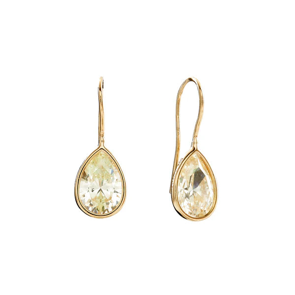 Sybella Lulu Tear Drop Champagne Yellow & Gold Hook Earrings