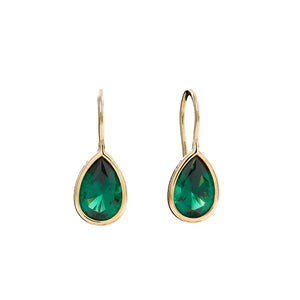 Sybella Lulu Tear Drop Dark Green & Gold Hook Earrings