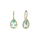 Sybella Lulu Tear Drop Aqua Green & Gold Hook Earrings