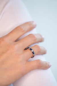 Sybella Leanne Blue Multi Shape Silver Band Ring