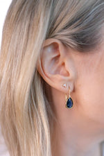 Sybella Lulu Tear Drop Dark Blue & Gold Hook Earrings