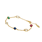 Sybella Mila Sapphire, Emerald Green and Ruby Gold Plate Multi Shape Cubic Zirconia Bracelet