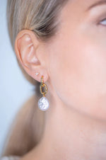 Sybella Mimi Freshwater Coin Pearl & Gold Link Drop Earrings