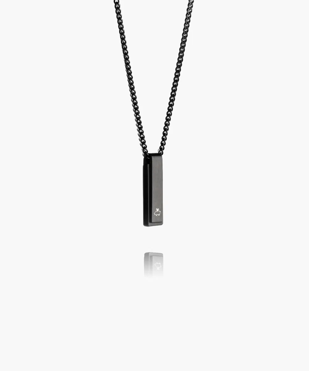 Pig & Hen Monolith Black Agate Necklace