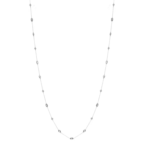 Sybella Electra Long Silver Multi-Shape Necklace