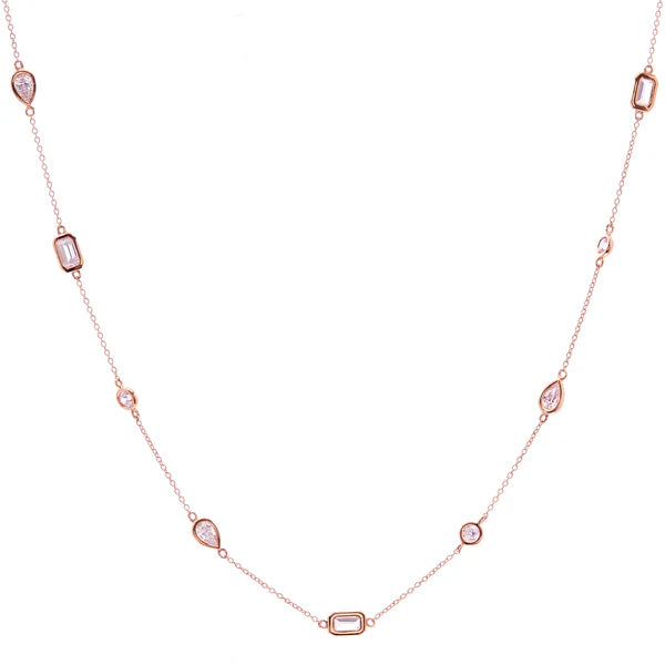 Sybella Electra Short Rose Gold Multi-Shape Necklace