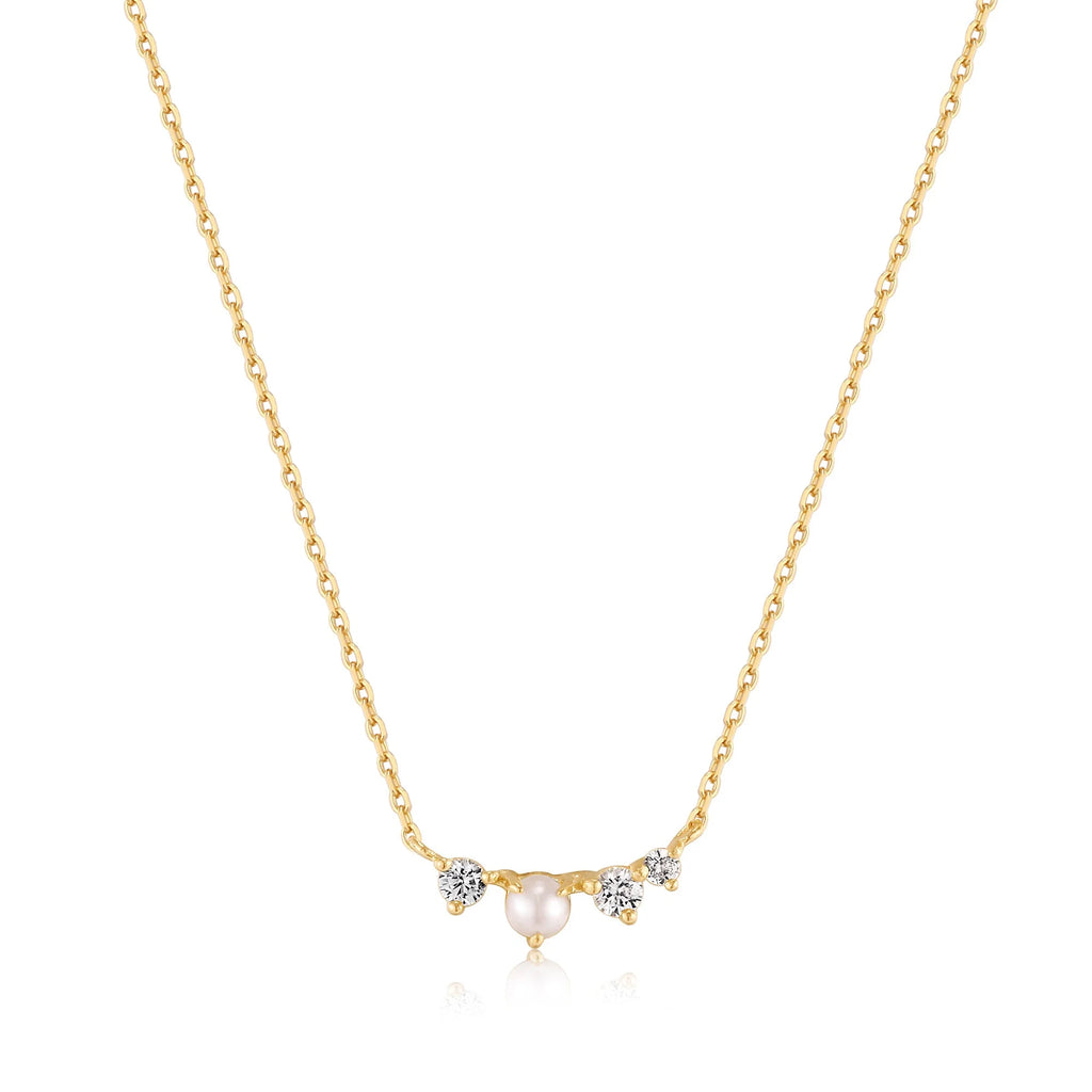 Ania Haie 14kt Gold Pearl and White Sapphire Radiance Necklace