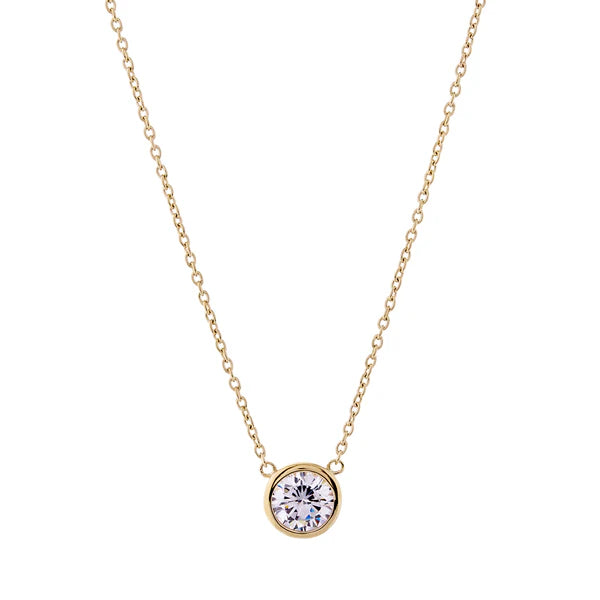 Sybella Avery Bezel Pendant on Fine Gold Chain