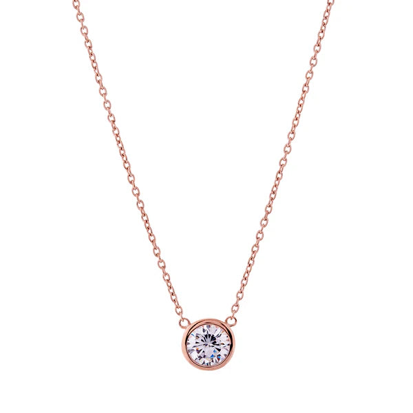 Sybella Avery Bezel Pendant on Fine Rose Gold Chain