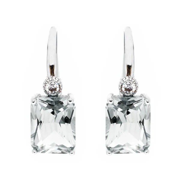 Sybella Camilla Baguette Silver Hook Earrings