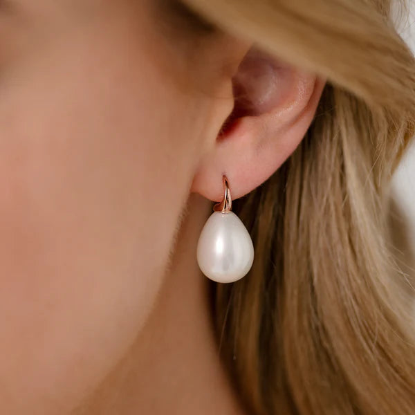 Sybella Emma Round Pearl Gold Hook Earrings