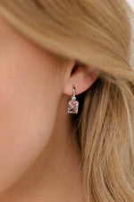 Sybella Camilla Baguette Pink Silver Earrings