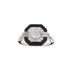 Sybella Mason Black & Clear Square Art Deco Ring