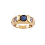 Sybella Sterling Silver Gold Plated Georgina Dark Blue and White CZ Ring