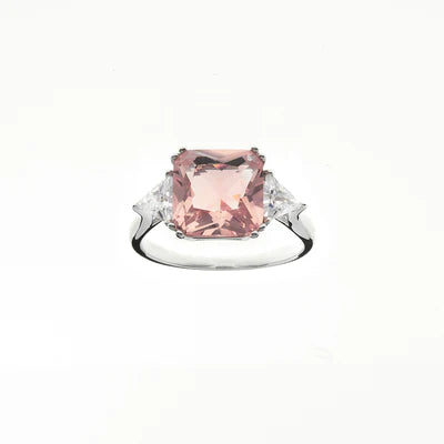 Sybella Lottie Pink Rhodium Square Ring