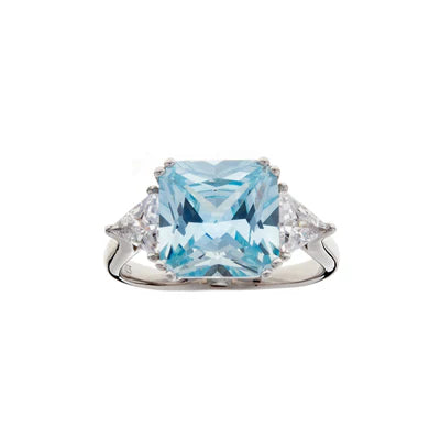 Sybella Lottie Aqua Rhodium Square Ring