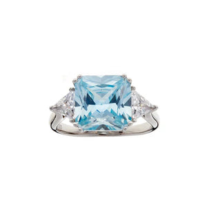 Sybella Lottie Aqua Rhodium Square Ring