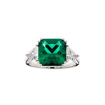 Sybella Lottie Green Rhodium Square Ring