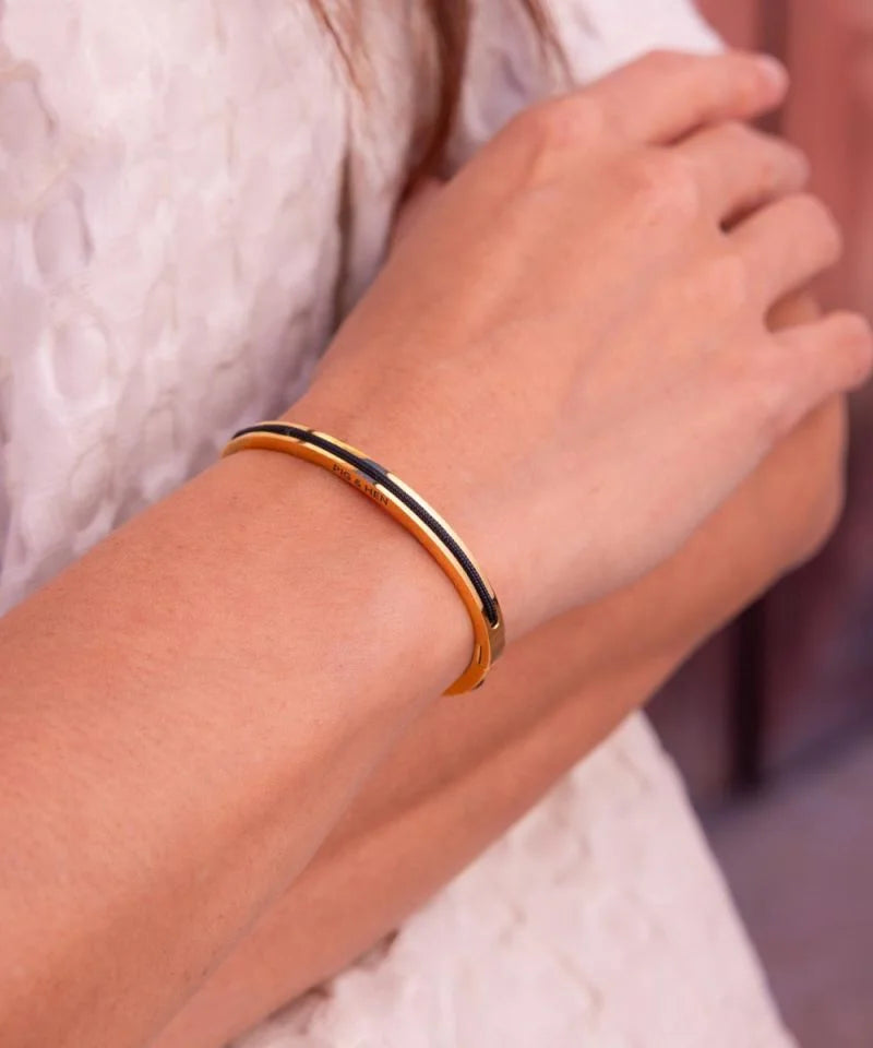 Pig Hen Ladies Maya Lou Black Gold Cuff Bracelet Stapleton