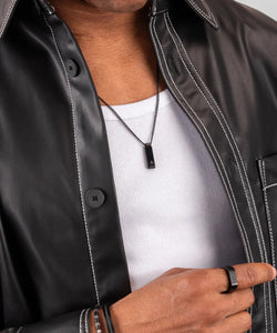 Pig & Hen Monolith Black Agate Necklace