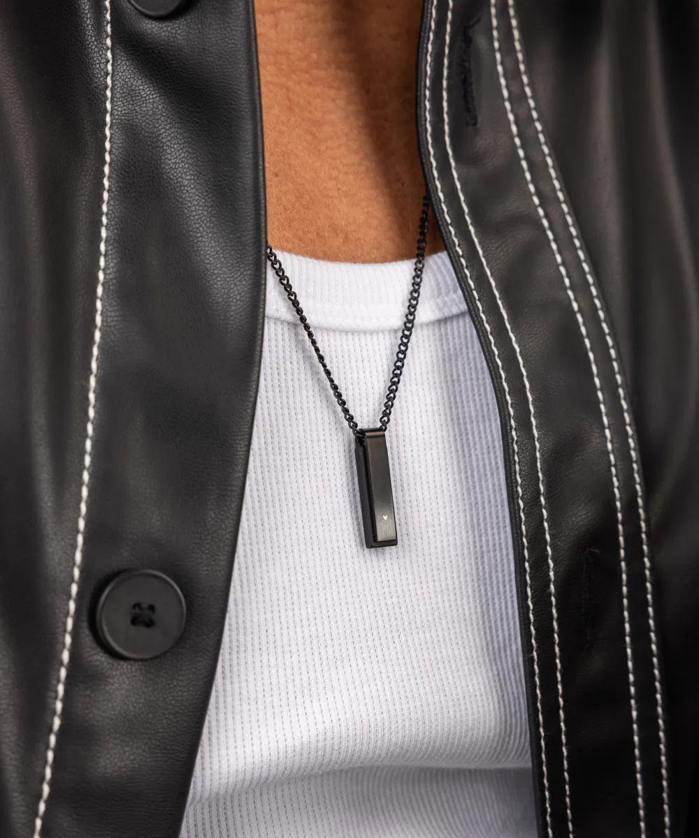 Pig & Hen Monolith Black Agate Necklace