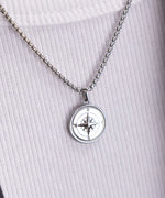 Pig & Hen Compass Rose Silver Necklace