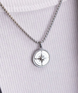 Pig & Hen Compass Rose Silver Necklace
