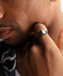 Pig & Hen Signet Ring Navy Rope