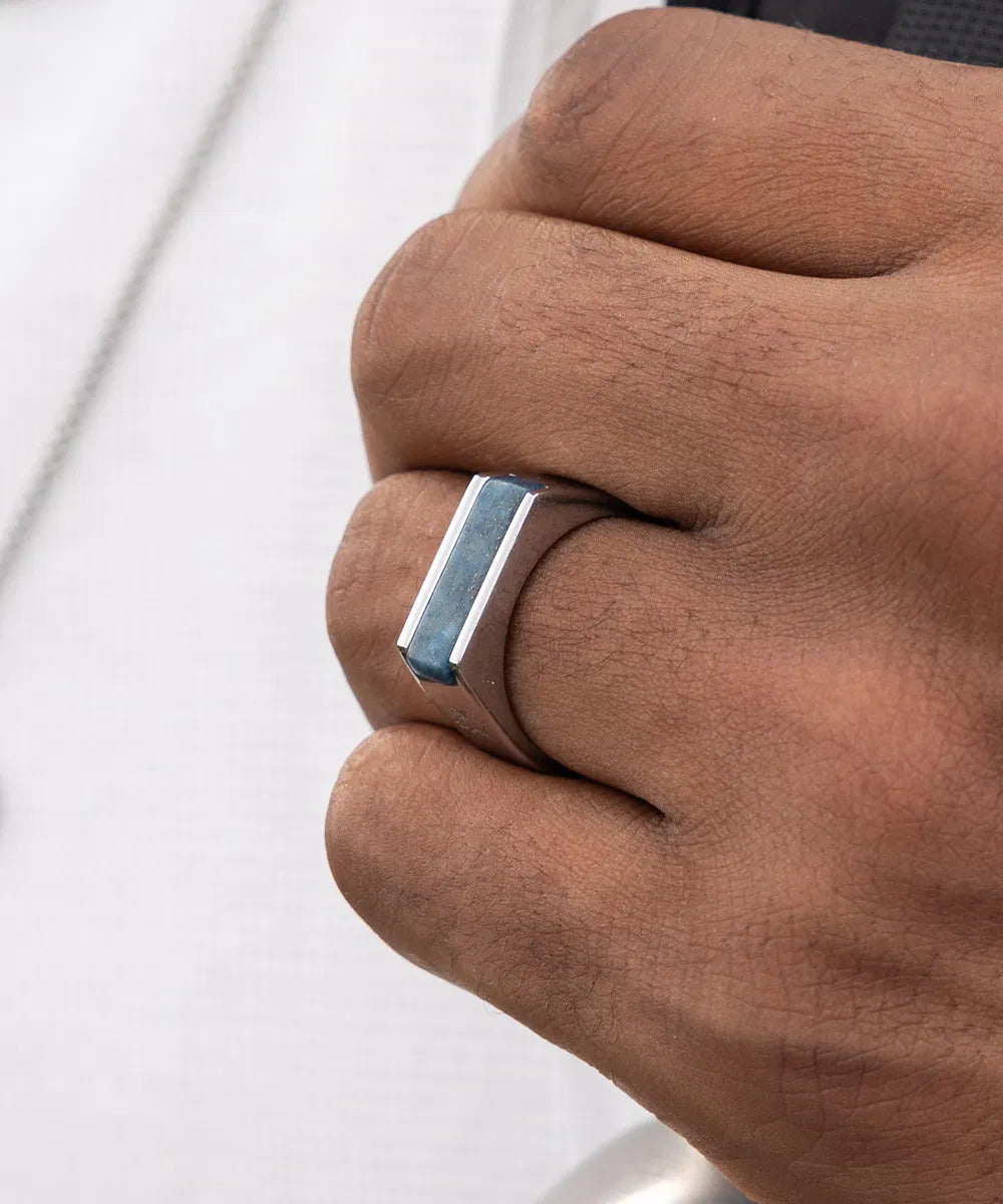 Pig & Hen Signet Ring Lapis Lazuli
