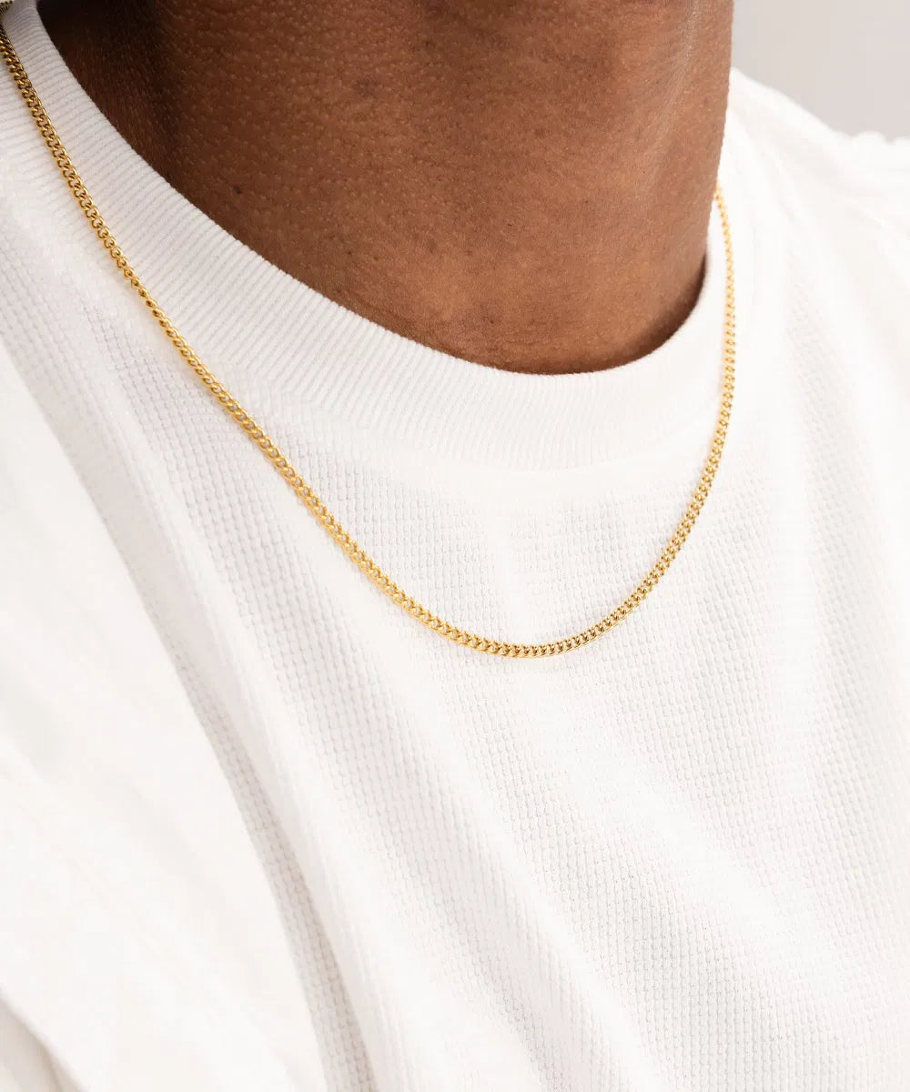Pig & Hen Curb Chain Gold Necklace