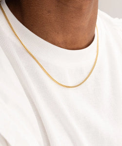 Pig & Hen Curb Chain Gold Necklace
