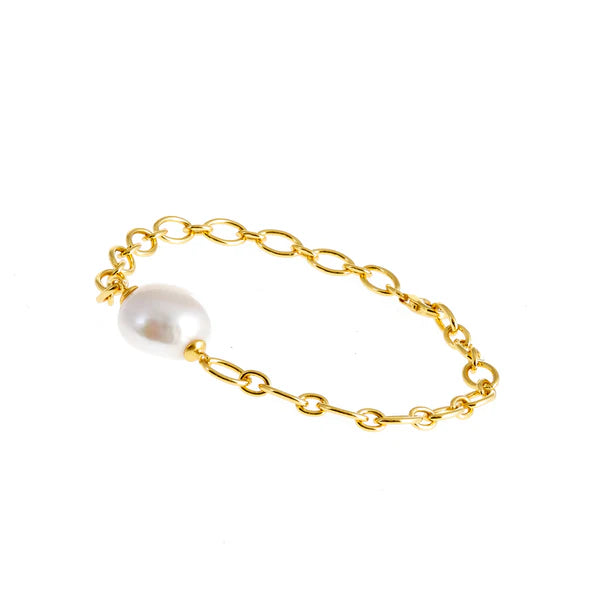 Sybella Carmen Gold Baroque Pearl Chain Bracelet