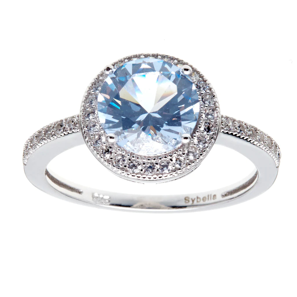 Sybella Round Blue and White Cubic Zirconia Ring