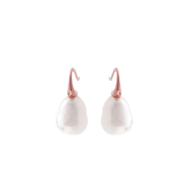 Sybella Darcy Rose Gold Baroque Pearl Hook Earrings