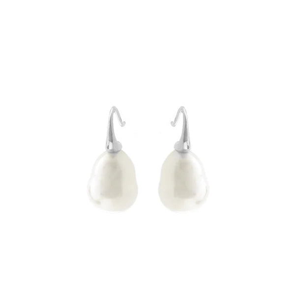 Sybella Darcy Silver Baroque Pearl Hook Earrings