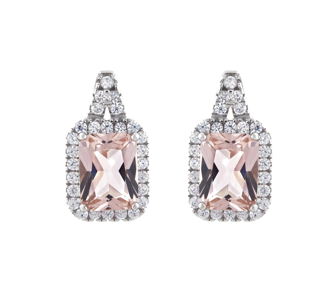 Sybella Pink Rectangle Cubic Zirconia Studs
