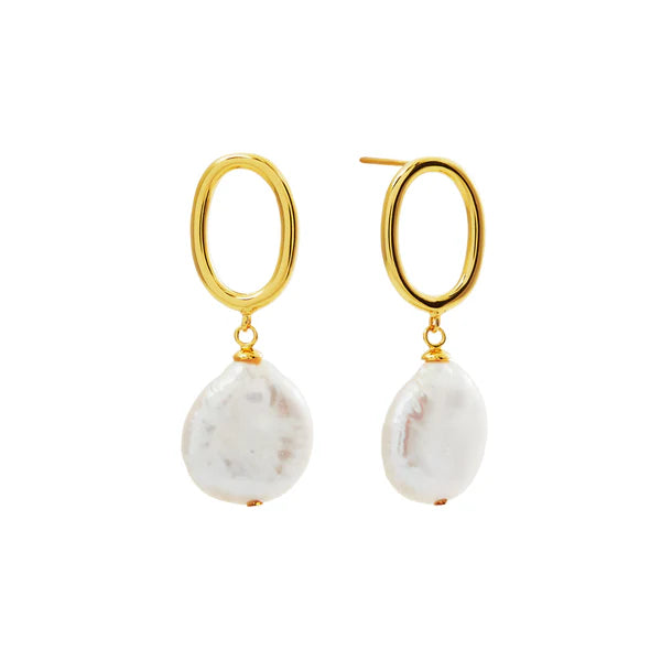 Sybella Billie Gold Freshwater Coin Pearl Earrings