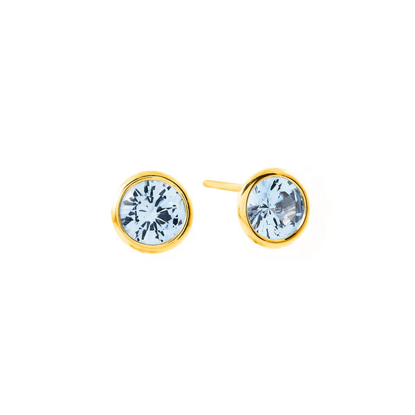 Sybella Rosie Pale Blue Gold Plate Stud Earrings